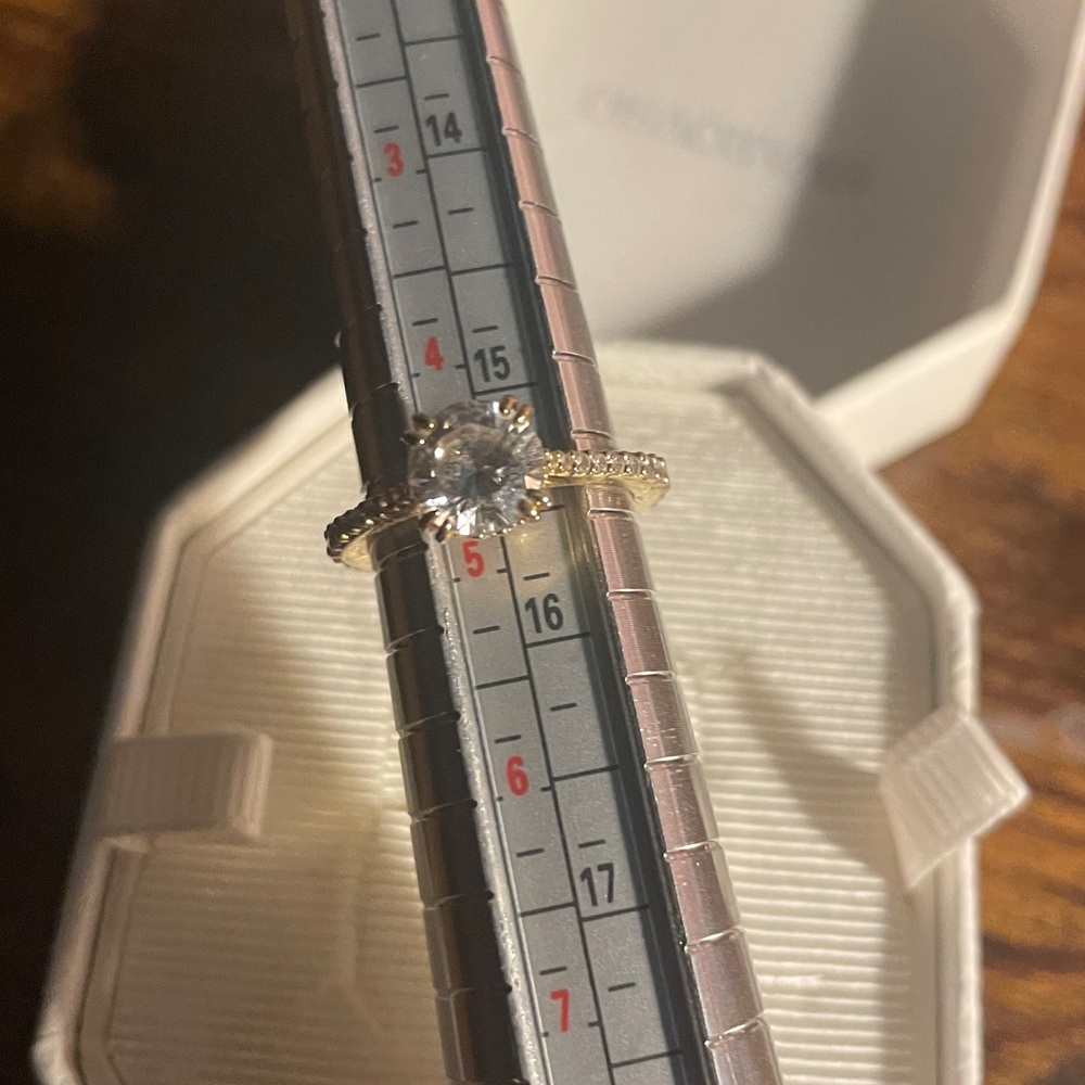 Swarovski Gold-Tone Ring with Sparkling Crystal - Picture 7 of 8